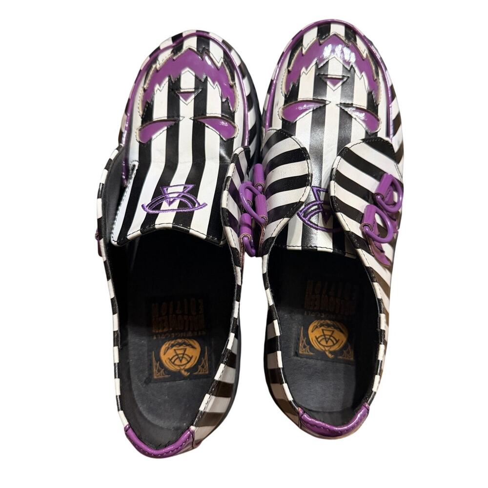 Strange Cvlt Krypt Scary Jack Halloween Shoes Black White Purple Women’s 8